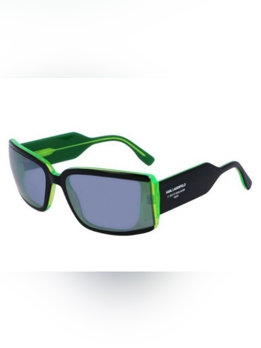 Karl Lagerfeld Black and Neon Green Rectangular Sunglasses NWOT 😎